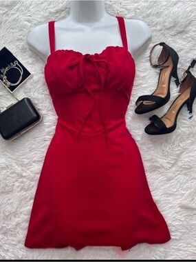 SHEIN Red Tie-Front Mini Dress